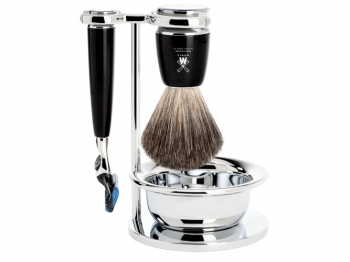 Mhle RYTMO Rasierset 4-teilig Nassrasierer Gillette Fusion kompatibel Edelharz schwarz