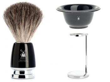 Mhle RYTMO Dachshaar  Rasierpinsel Setangebot mit Rasierschale schwarz