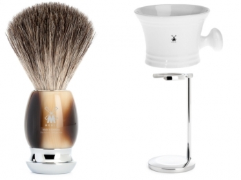 Rasierpinsel Set Mhle Dachshaar Edelkunstharz