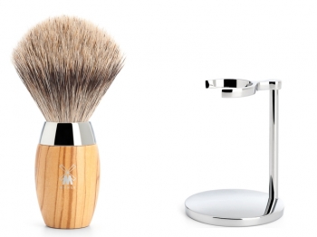 Rasierpinsel Set Angebot Mhle KOSMO feines Dachshaar Olivenholz