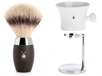 Rasierpinsel Set Angebot Mhle KOSMO Silvertip Fibre Mooreiche