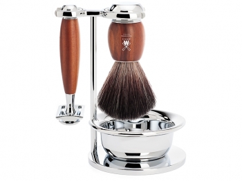 Rasierset Mhle VIVO 4-teilig Nassrasierer Rasierhobel Rasierpinsel Pflaumenholz