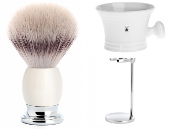 Setangebot Mhle Rasierpinsel SOPHIST Silvertip Fibre mit Halter und Seifenschale