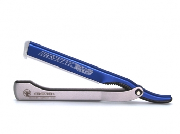 DOVO Shavette Leichtmetall blau eloxiert, Griff Edelstahl satiniert ( Rasiermesser fr Wechselklinge )