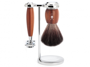 Rasierset Mhle VIVO 3-teilig Nassrasierer Rasierhobel Rasierpinsel Pflaumenholz
