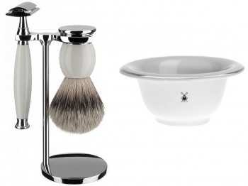 Setangebot MHLE Rasierset Sophist mit Rasierhobel und Silberspitz Rasierpinsel Porzellan und Seifenschale