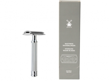 Rasierset Mhle Rasierhobel R89 Traditional Metall verchromt inkl. 200 Rasierklingen