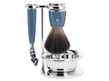 Mhle RYTMO Rasierset 4-teilig Nassrasierer Gillette Fusion™ kompatibel Black Fibre Edelharz petrol-blau