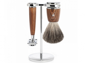 Rasierset Mhle RYTMO 3-teilig mit Rasierhobel und Rasierpinsel Eschenholz