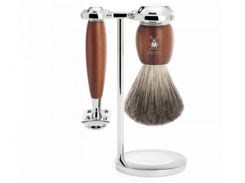 Rasierset Mhle VIVO 3-teilig mit Rasierhobel und Rasierpinsel Pflaumenholz