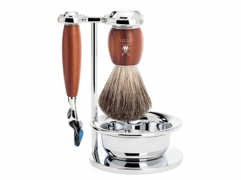 Rasierset Mhle VIVO 4-teilig Nassrasierer Gillette Fusion™ kompatibel Rasierpinsel Pflaumenholz