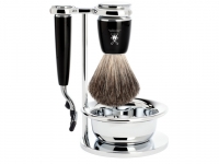 Mhle RYTMO Rasierset 4-teilig Nassrasierer Gillette Mach3 kompatibel Edelharz schwarz