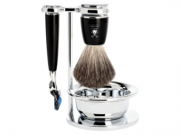 Mhle RYTMO Rasierset 4-teilig Nassrasierer Gillette Fusion kompatibel Edelharz schwarz