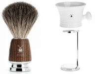 Mhle RYTMO Dachshaar  Rasierpinsel Eschenholz Setangebot mit Rasiernapf wei