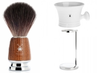 Mhle RYTMO Black Fibre  Rasierpinsel Eschenholz Setangebot mit Rasiernapf wei