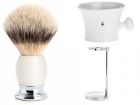 Set Angebot Mhle Rasierpinsel SOPHIST Silberspitz Dachshaar mit Halter und Seifenschale