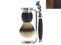 Mhle Rasierset mit Silberspitz Rasierpinsel und Rasierer Gillette Fusion kompatibel Mooreiche