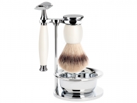 Mhle Rasierset Sophist mit Rasierhobel und Silvertip Fibre Rasierpinsel Porzellan