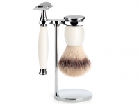 Mhle Rasierset Porzellan 3-teilig Silvertip Fibre Flachklingenrasierer