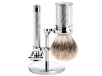 Mhle Rasierset TRADITIONAL Silvertip Fibre 3-teilig mit Rasierhobel und Rasierpinsel