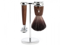 Rasierset Mhle RYTMO 3-teilig mit Rasierhobel und Rasierpinsel Black Fibre Eschenholz