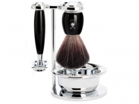 Mhle VIVO Rasierset 4-teilig Black Fibre schwarz Edelharz mit Rasierhobel