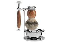 Mhle Rasierset Sophist mit Rasierhobel und Silberspitz Rasierpinsel Eisenholz