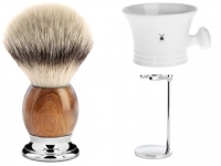 Set Angebot Mhle Rasierpinsel SOPHIST Silvertip Fibre Eisenholz mit Halter und Seifenschale