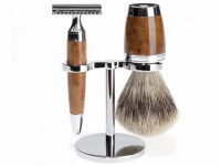Mhle Rasierset Stylo mit Rasierhobel und Rasierpinsel Dachshaar Thuja