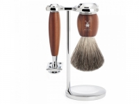 Rasierset Mhle VIVO 3-teilig mit Rasierhobel und Rasierpinsel Pflaumenholz