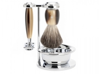 Mhle VIVO Rasierset 4-teilig mit Rasierhobel und Rasierpinsel hornfarben